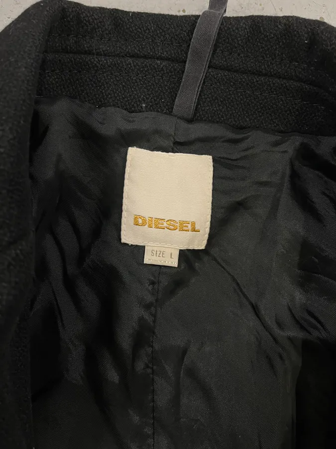2000s Diesel Black Buttuoned Wool Duffle Coat - Image 8