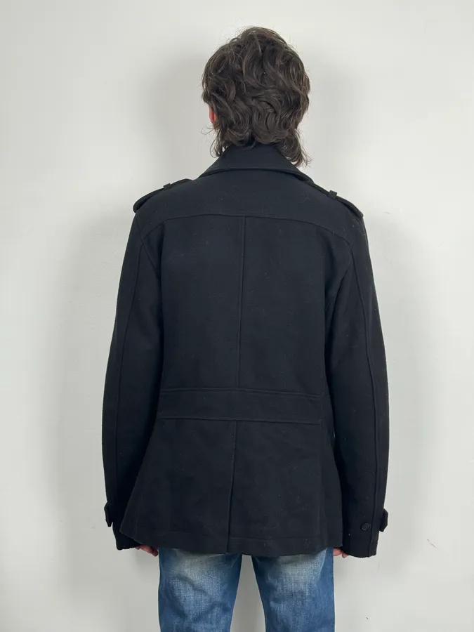 2000s Diesel Black Classy Wool Caban Jacket - Image 3