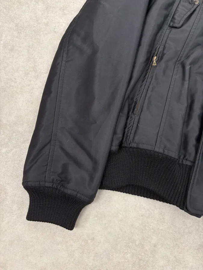 2000s Diesel Black Fur Collar Hooded Bomber Jacket - Image 8