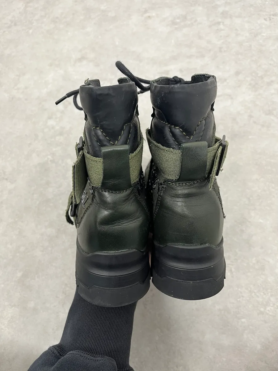 2000s Diesel Black & Green Military Combat Leather Boots - Image 6