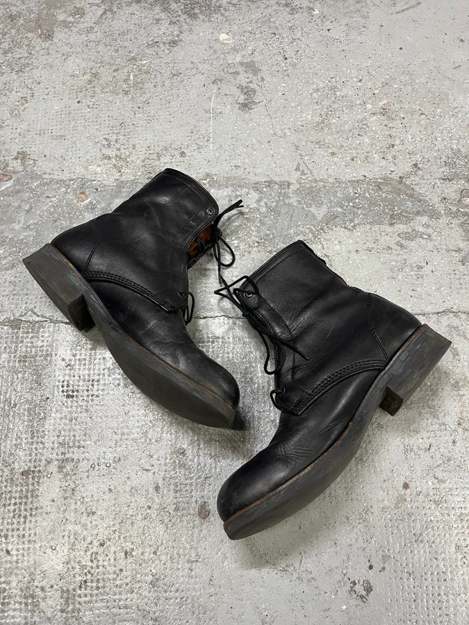 2000s Diesel Black High Leather Boots - Image 3