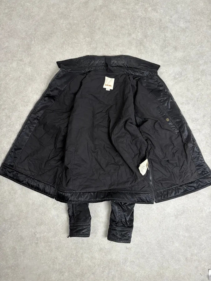 2000s Diesel Black Premium Satin Cargo Jacket - Image 13