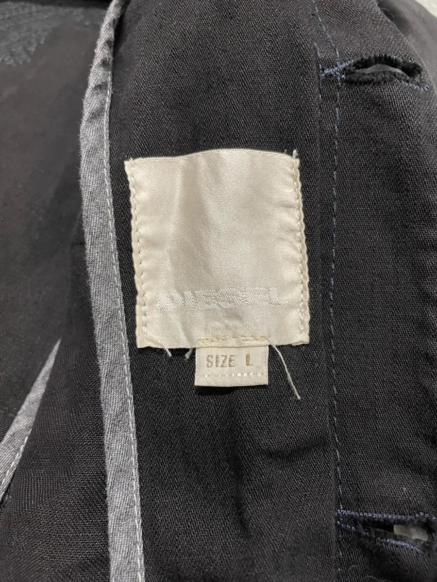 2000s Diesel Black Waxed Effect Dark Buttoned Jacket - Image 11
