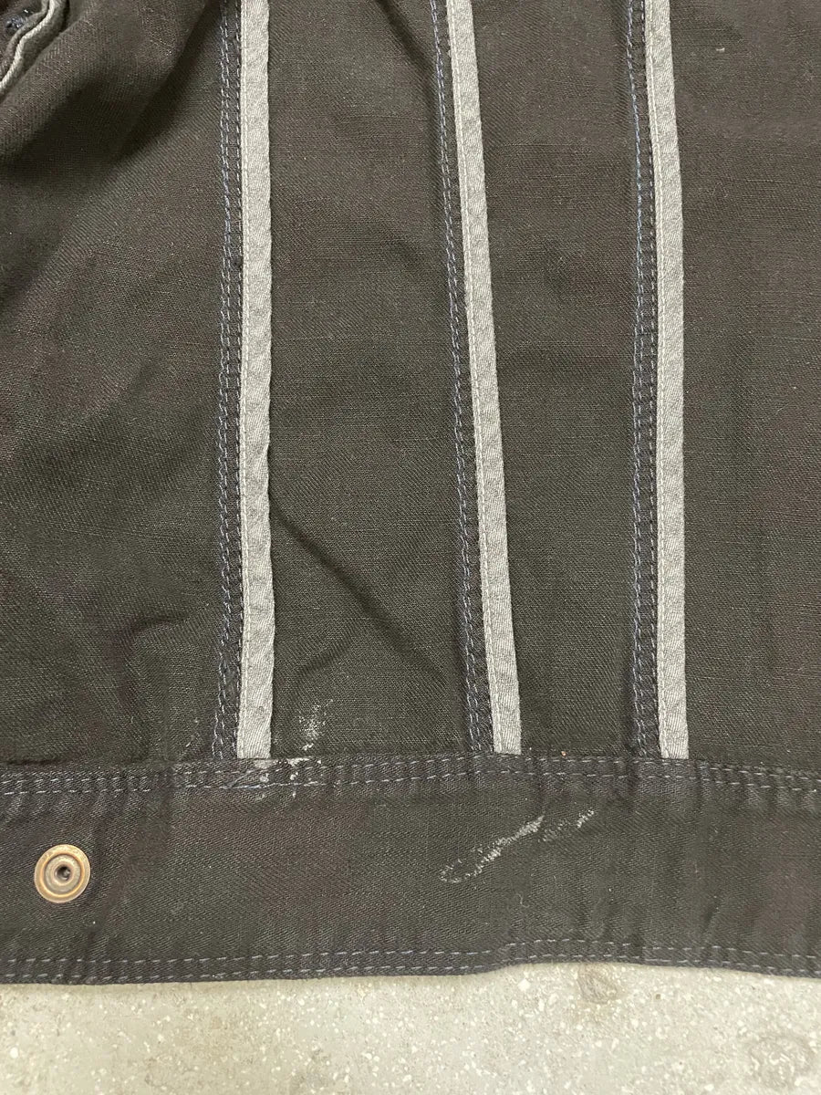 2000s Diesel Black Waxed Effect Dark Buttoned Jacket - Image 6