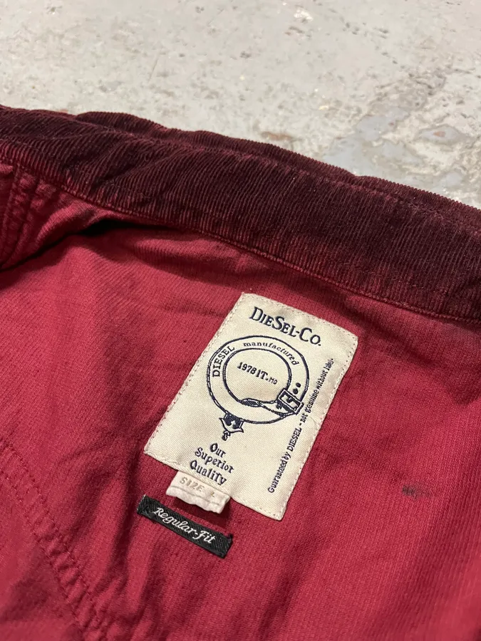 2000s Diesel Bordeaux Velvet Shirt - Image 10