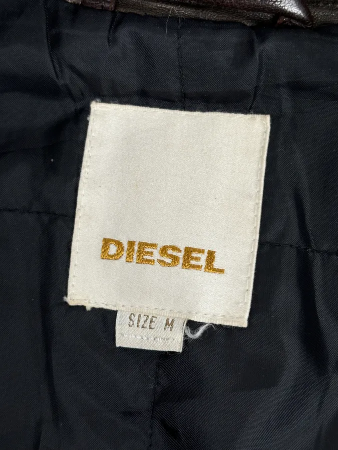 2000s Diesel Brown Avant-Garde Multi-Pocket Leather Jacket - Image 10