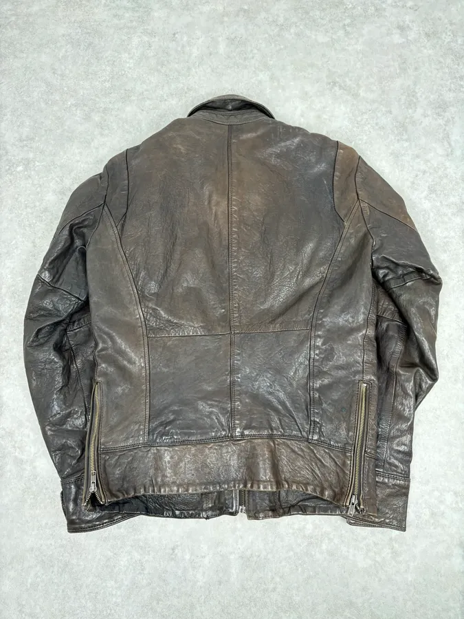 2000s Diesel Brown Avant-Garde Multi-Pocket Leather Jacket - Image 5