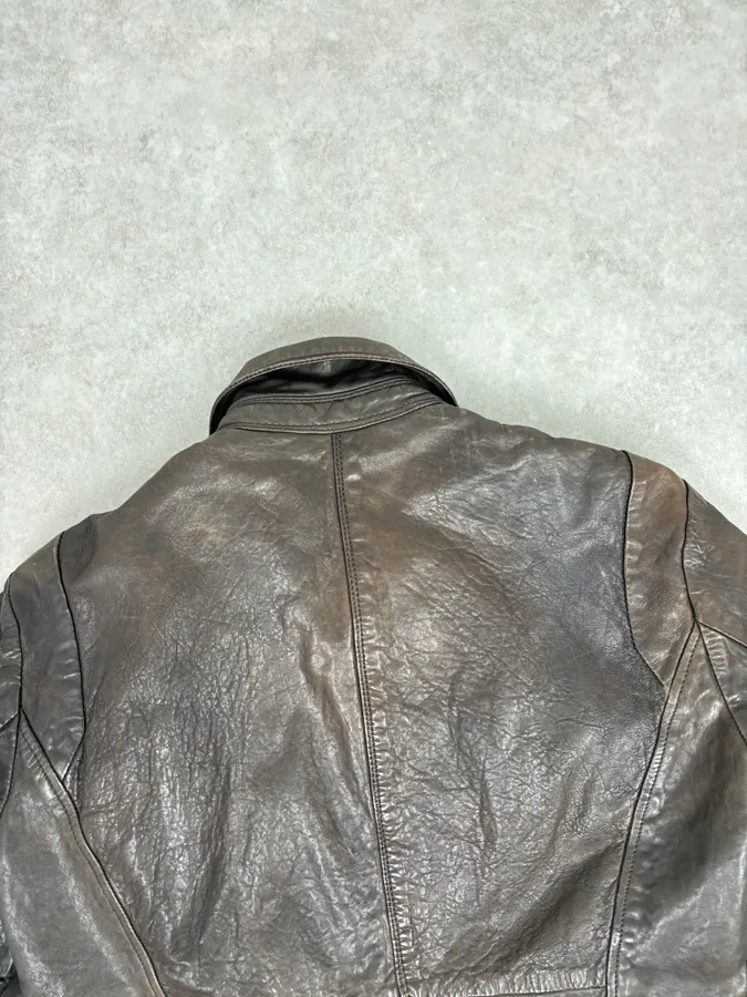 2000s Diesel Brown Avant-Garde Multi-Pocket Leather Jacket - Image 6
