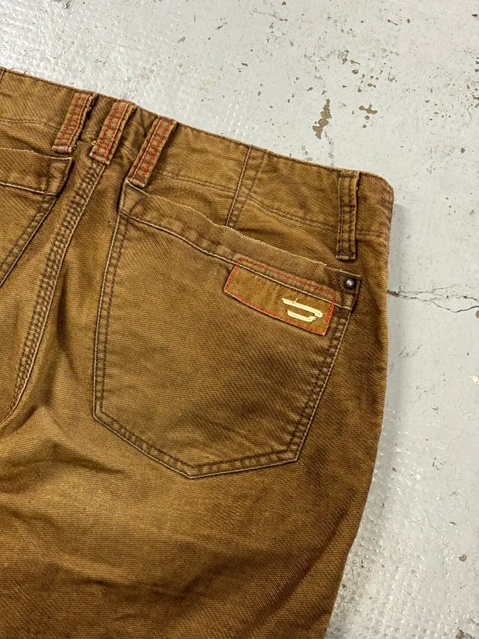 2000s Diesel Brown Denim Straight-Leg Pants - Image 8