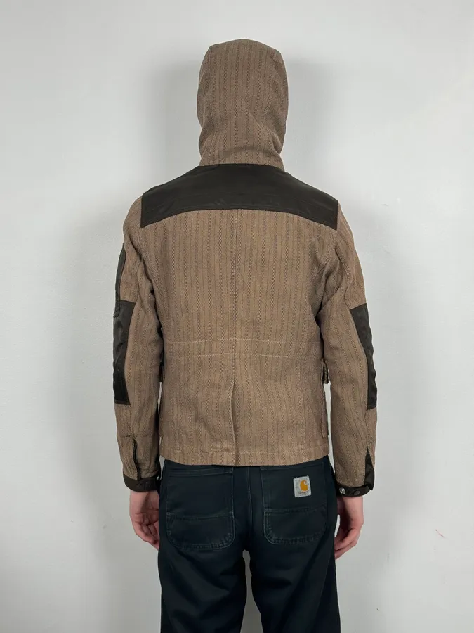 2000s Diesel Brown Nylon Contrast Panel Cargo Jacket - Image 3