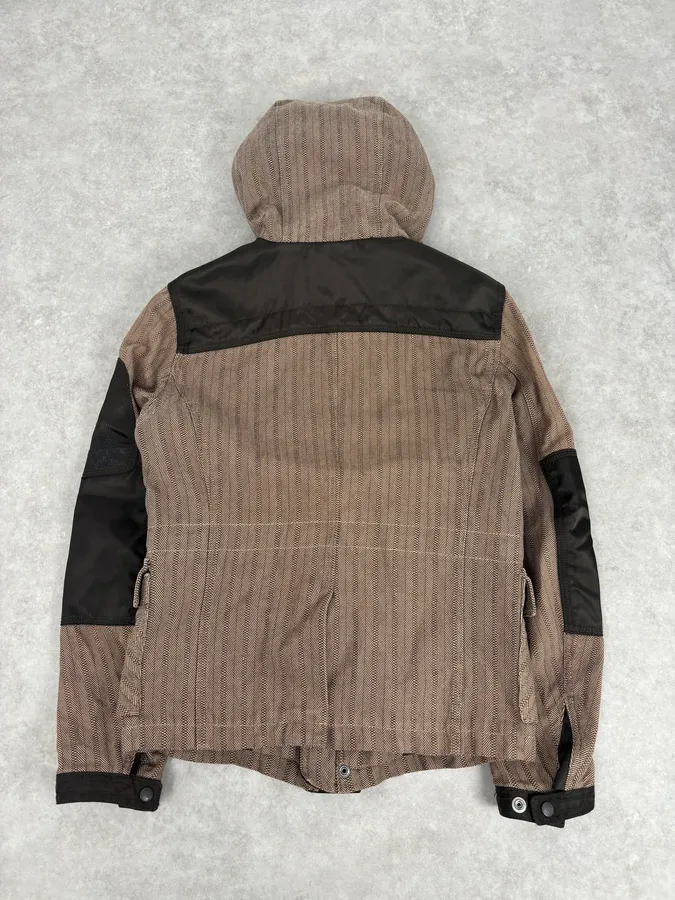 2000s Diesel Brown Nylon Contrast Panel Cargo Jacket - Image 5