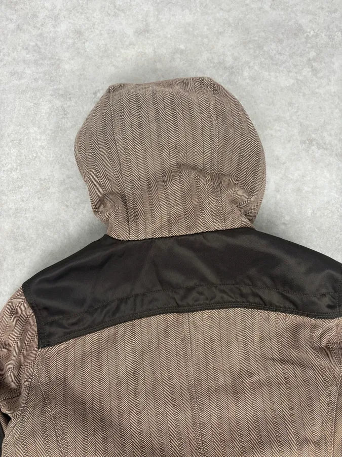 2000s Diesel Brown Nylon Contrast Panel Cargo Jacket - Image 6