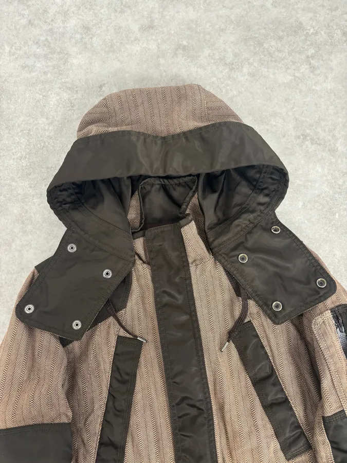 2000s Diesel Brown Nylon Contrast Panel Cargo Jacket - Image 9
