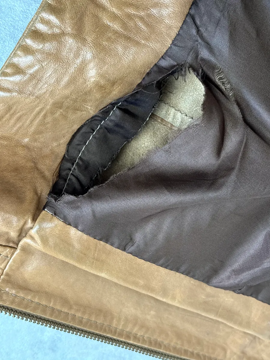 2000s Diesel Camel Leather Multi-Pocket Leather Jacket - Image 16