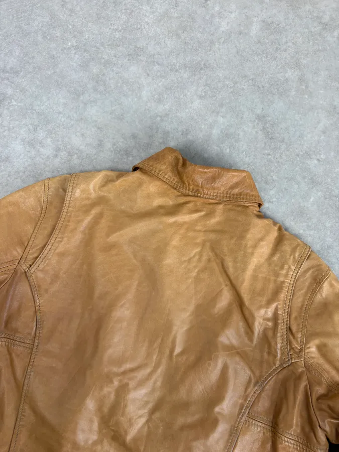 2000s Diesel Camel Leather Multi-Pocket Leather Jacket - Image 6