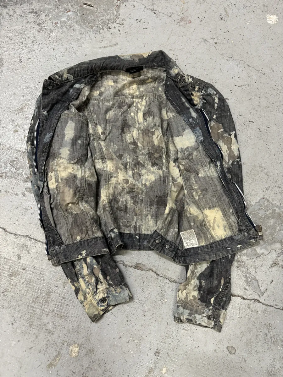 2000s Diesel Contemporary Full Splash Painted Denim Jacket - Image 3