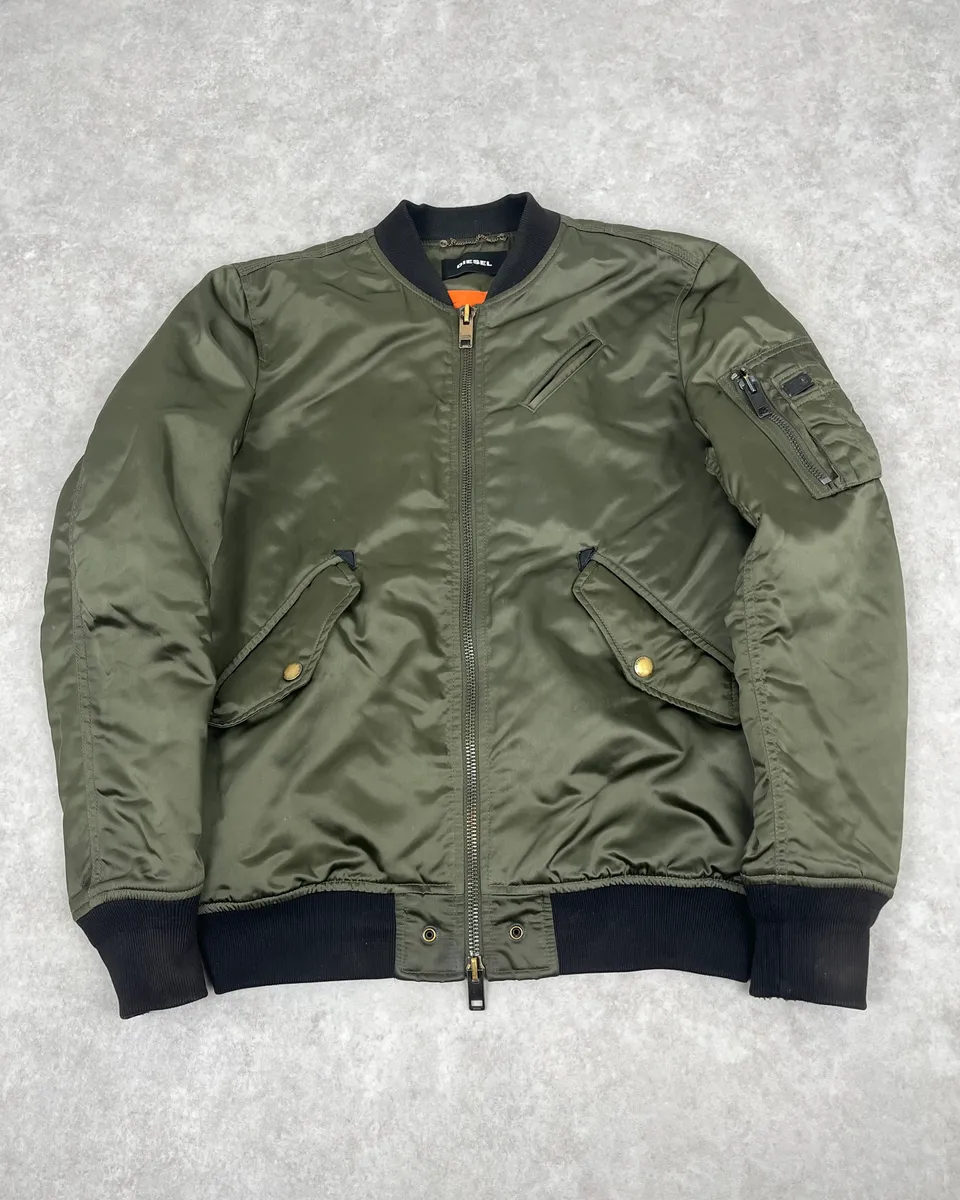 2000s Diesel Khaki Bomber Jacket - Image 3