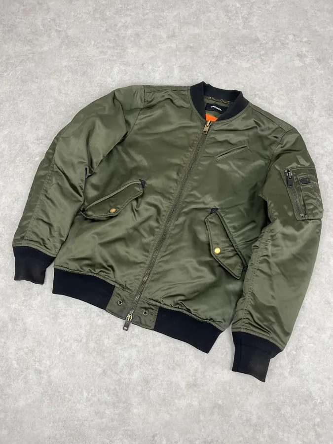 2000s Diesel Khaki Bomber Jacket - Image 4
