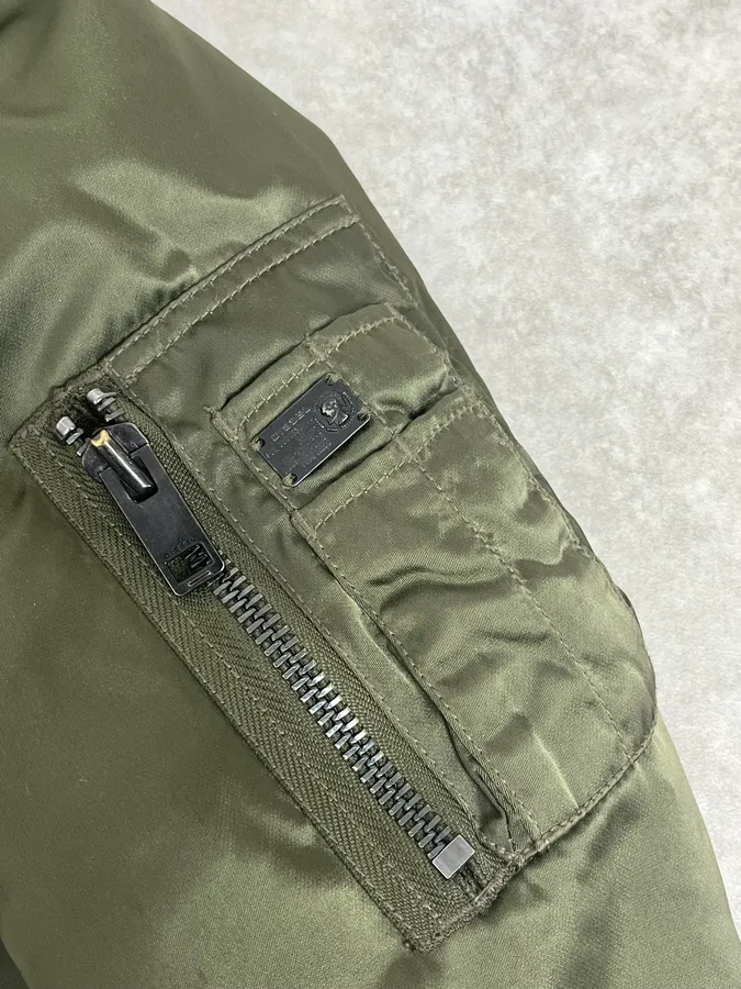 2000s Diesel Khaki Bomber Jacket - Image 9