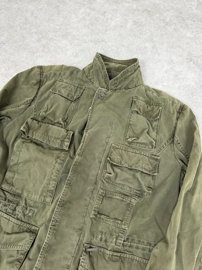 2000s Diesel Military Green Cargo Blazer Jacket - Image 5