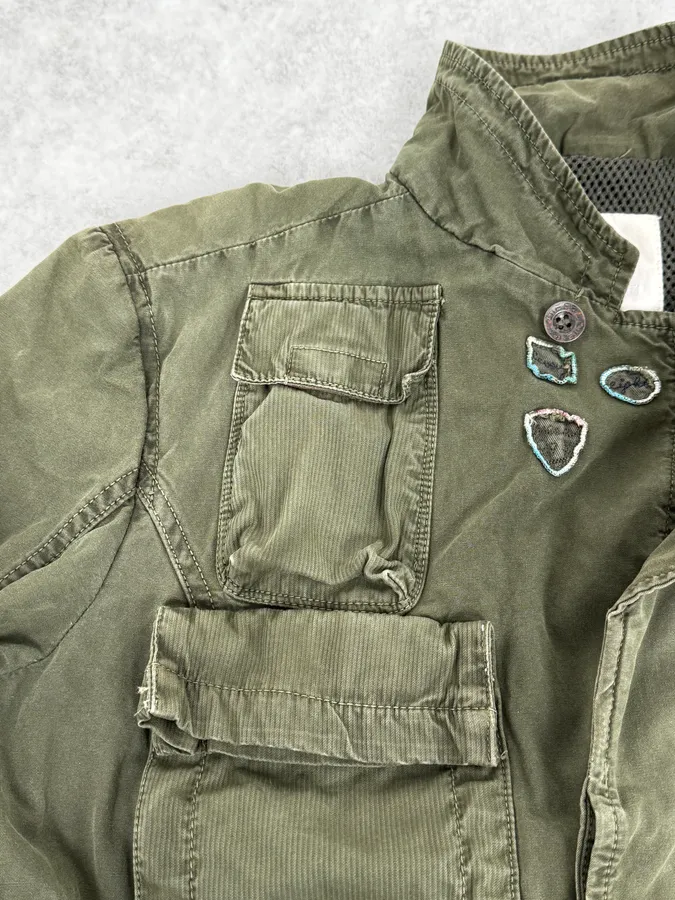 2000s Diesel Military Green Cargo Blazer Jacket - Image 9