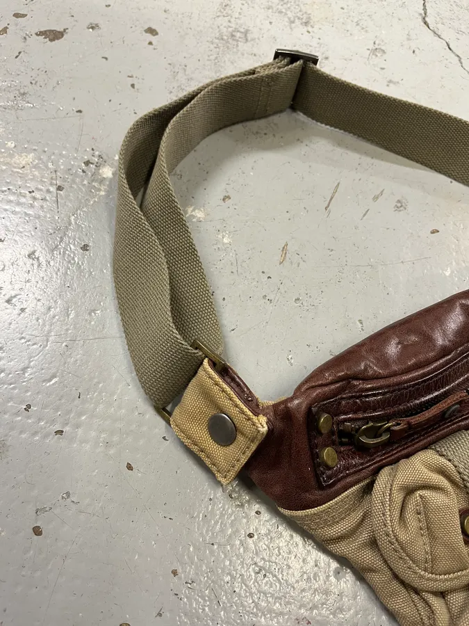 2000s Diesel Military Multi-Pocket Beige Waist Bag - Image 6