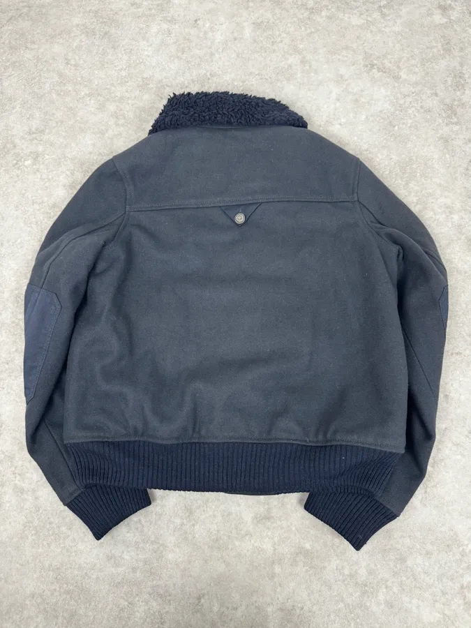 2000s Diesel Navy Wool Bomber Jacket - Image 4