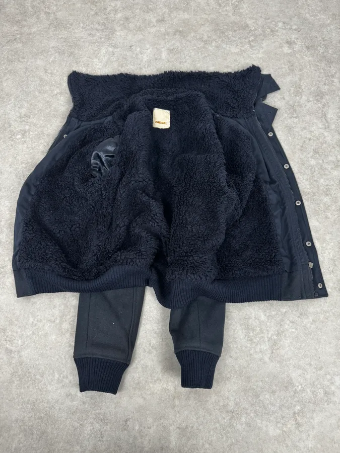 2000s Diesel Navy Wool Bomber Jacket - Image 8