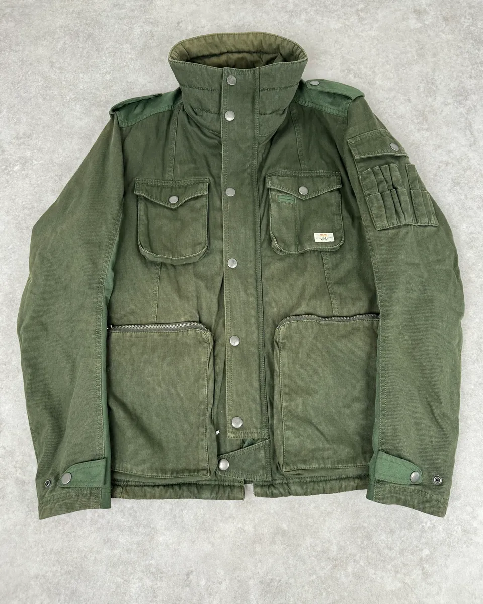 2000s Diesel Olive Multi-Pocket Military Cargo Jacket