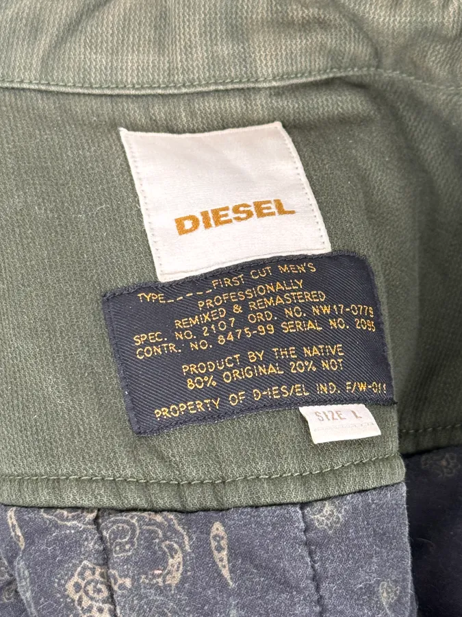 2000s Diesel Olive Multi-Pocket Military Cargo Jacket - Image 10