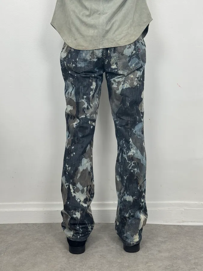 2000s Diesel Rust Splash Paint Blue Pants - Image 4