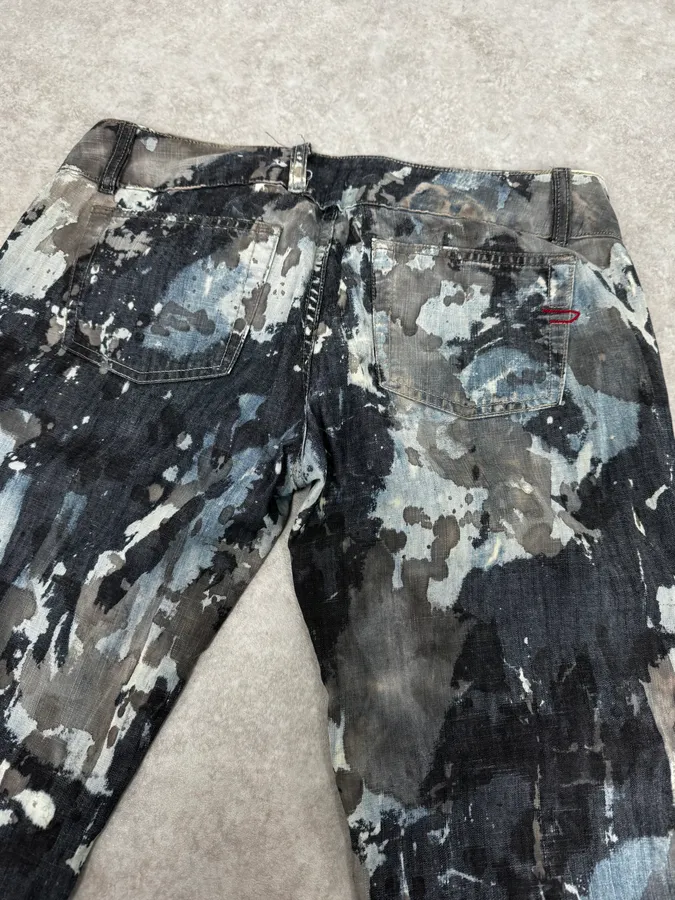 2000s Diesel Rust Splash Paint Blue Pants - Image 7