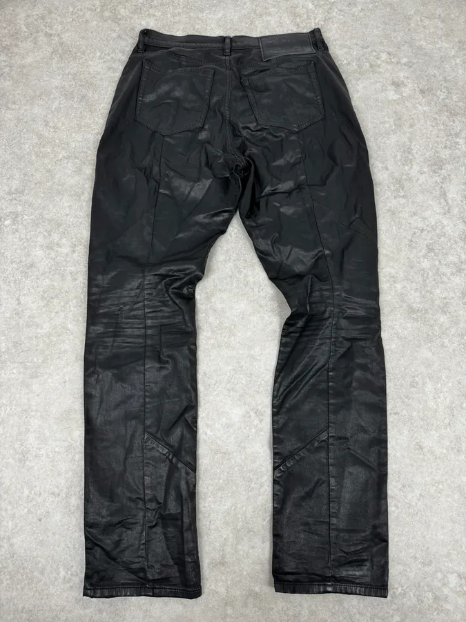 2000s Diesel Slim Black Waxed Denim Jeans - Image 5