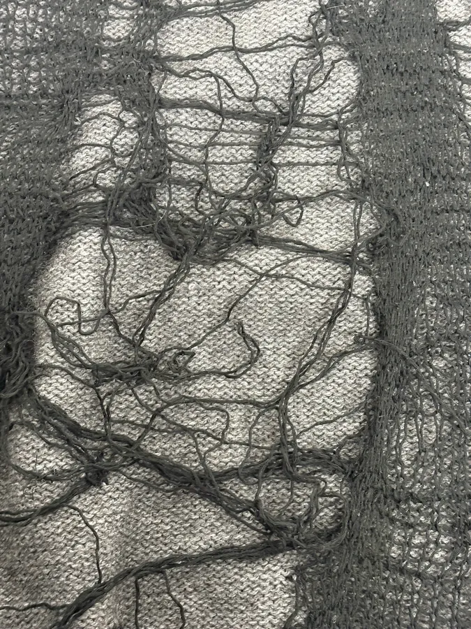 2000s Diesel Spiderweb Destroyed Grey Wool Sweater - Image 8