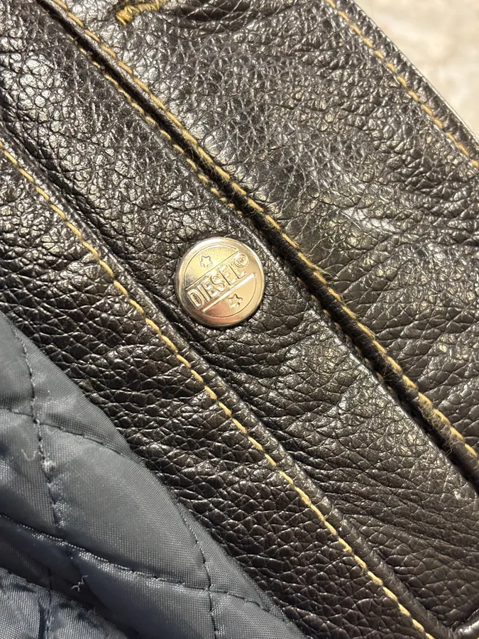 2000s Diesel Western Cow Fur Black Leather Trucker Jacket - Image 10