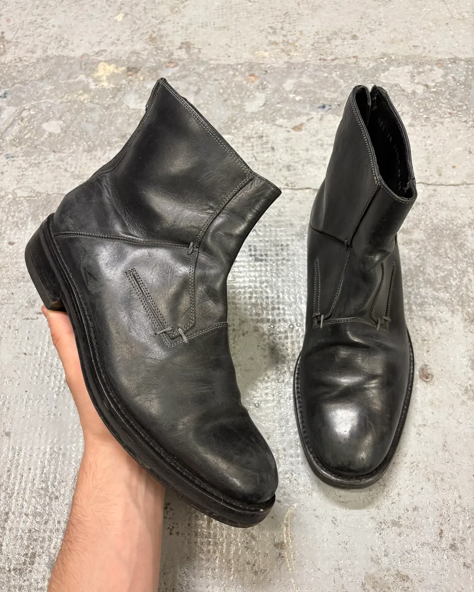 2000s Dior Backzip Black Leather Boots