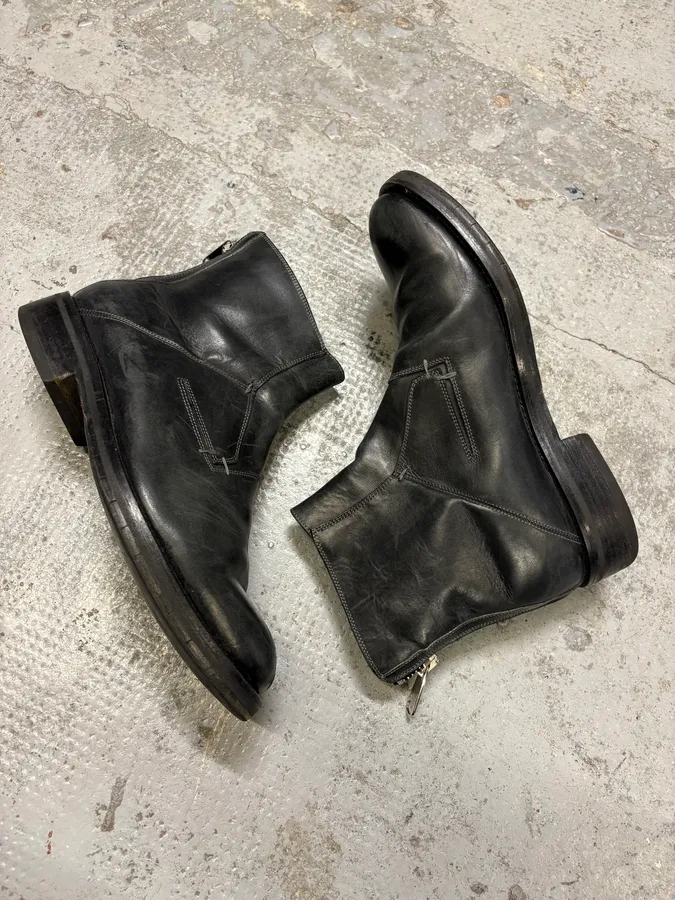 2000s Dior Backzip Black Leather Boots - Image 6