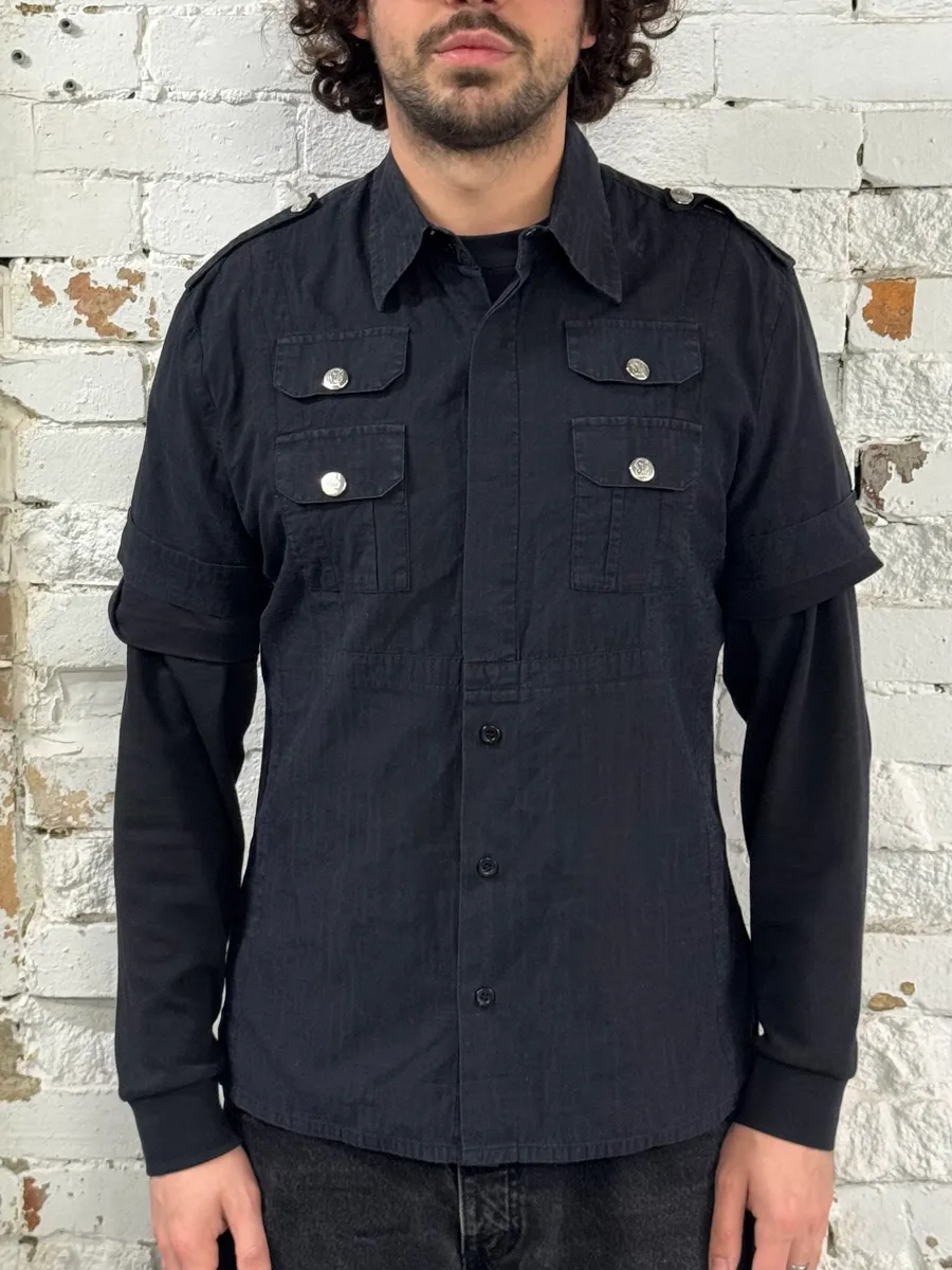 2000s Dirk Bikkembergs Black Short Sleeves Cargo Shirt - Image 2