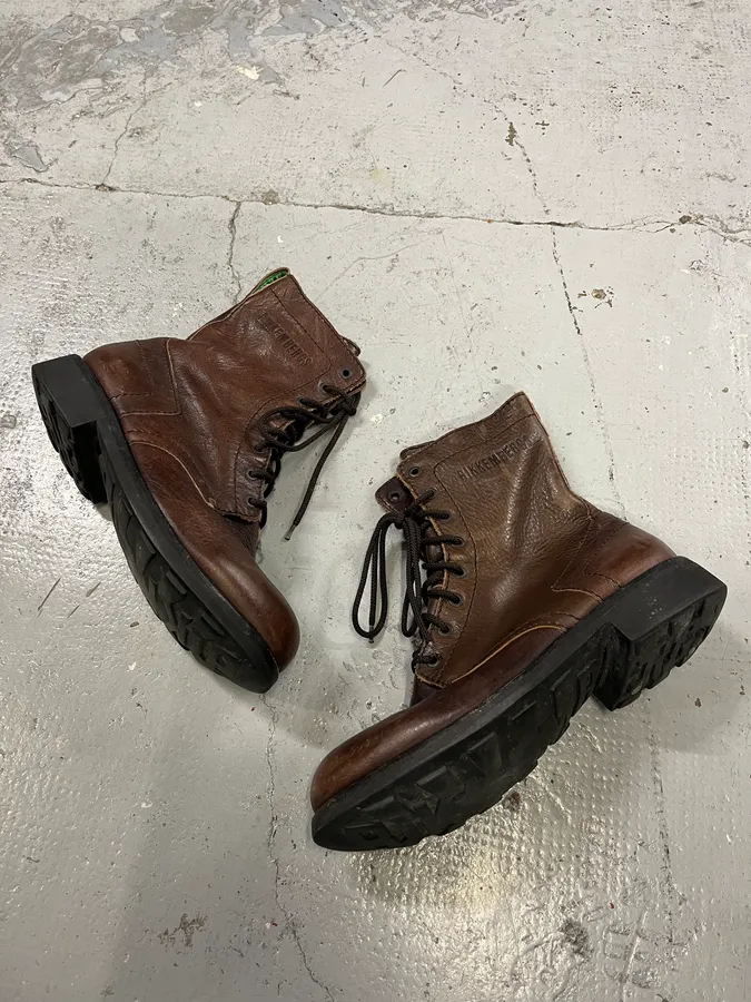 2000s Dirk Bikkembergs Brown Leather Combat Boots - Image 2