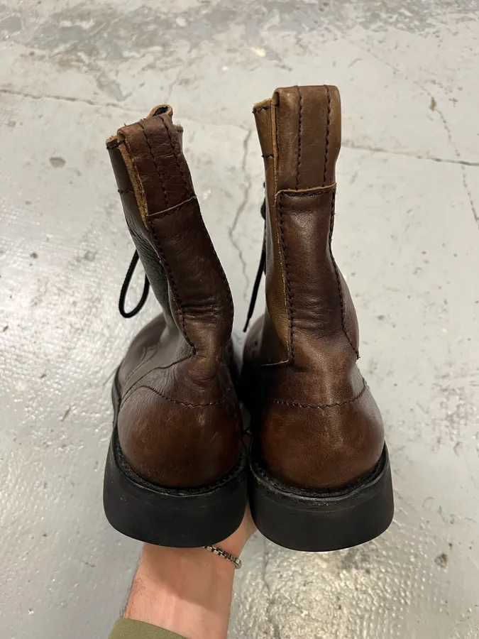 2000s Dirk Bikkembergs Brown Leather Combat Boots - Image 4