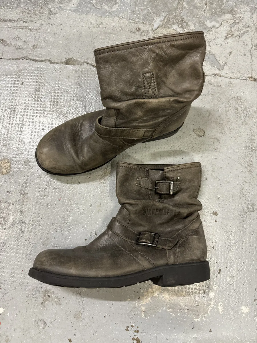 2000s Dirk Bikkembergs Grey Eroded Leather Boots - Image 5