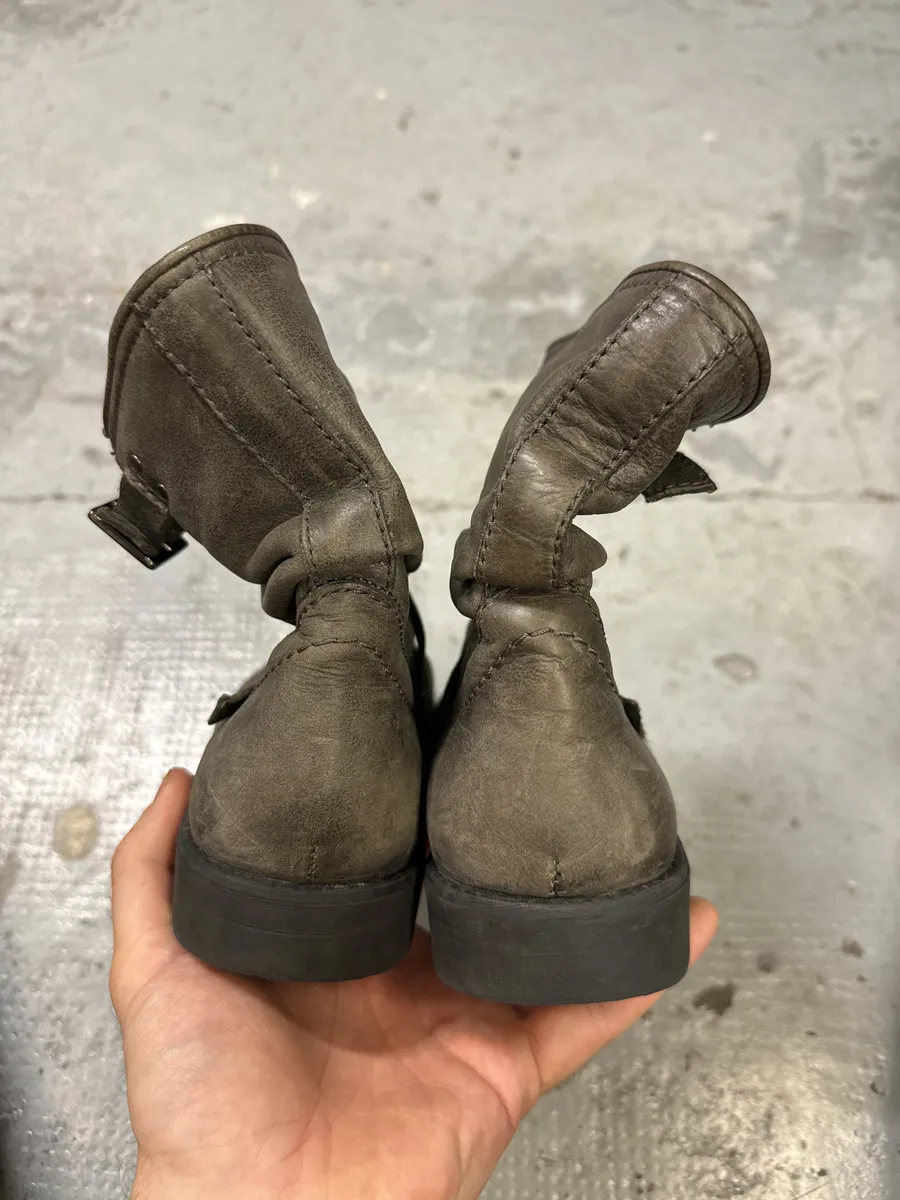 2000s Dirk Bikkembergs Grey Eroded Leather Boots - Image 6