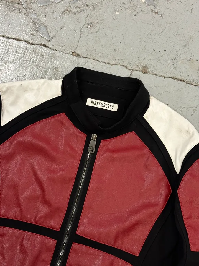 2000s Dirk Bikkembergs Mondrian Leather Color-Block Biker Leather Jacket - Image 4