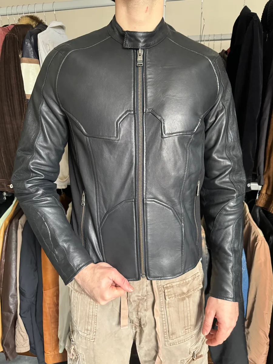 2000s Dirk Bikkembergs Strong Front Panel Biker Leather Jacket