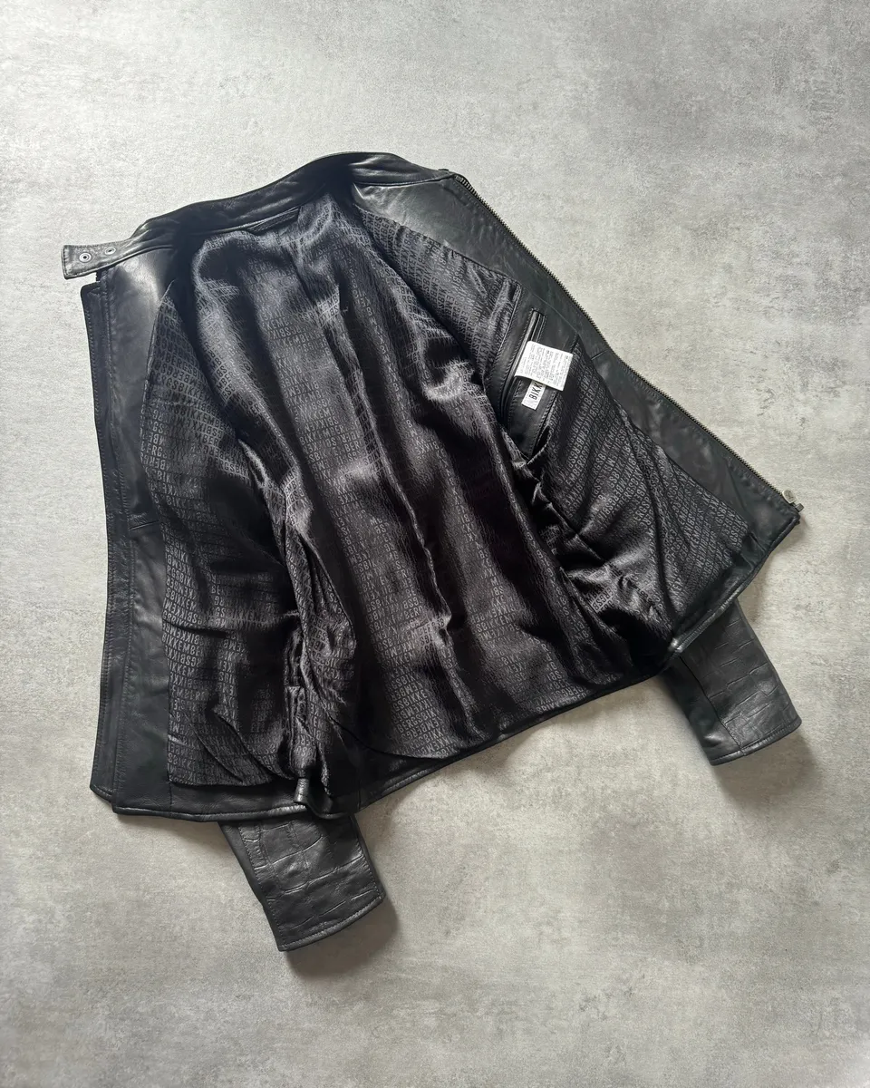 2000s Dirk Bikkembergs Strong Front Panel Biker Leather Jacket - Image 10