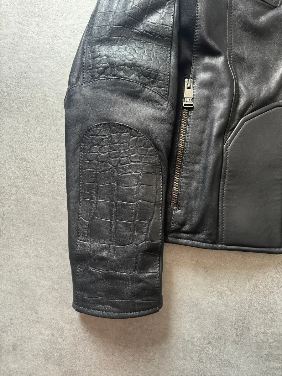 2000s Dirk Bikkembergs Strong Front Panel Biker Leather Jacket - Image 11