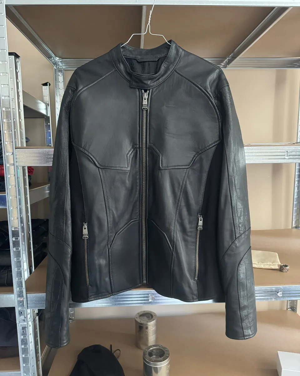 2000s Dirk Bikkembergs Strong Front Panel Biker Leather Jacket - Image 6