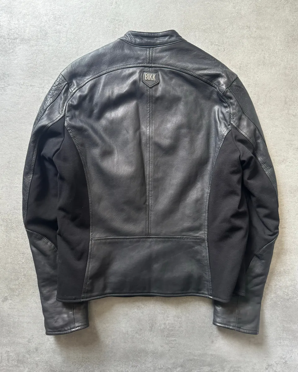 2000s Dirk Bikkembergs Strong Front Panel Biker Leather Jacket - Image 8