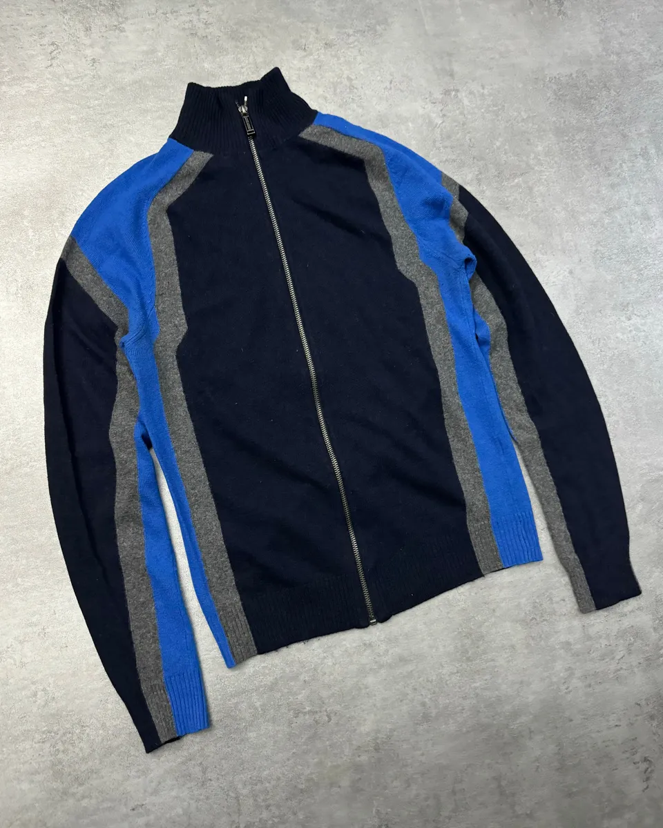 2000s Dirk Bikkembergs Structural Klein Wool Zip-up Sweater - Image 9
