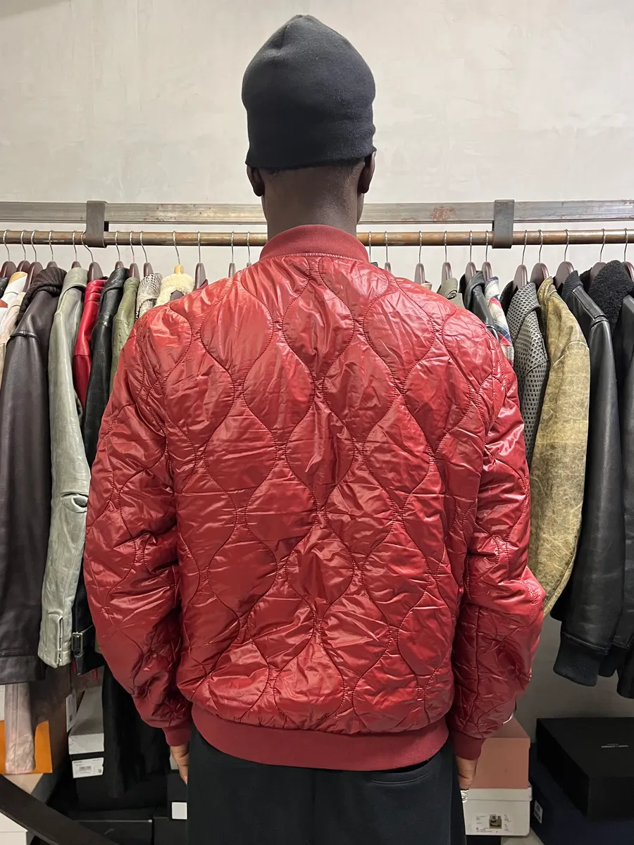 2000s Dolce & Gabana Quilted Red Bomber Jacket - Image 3